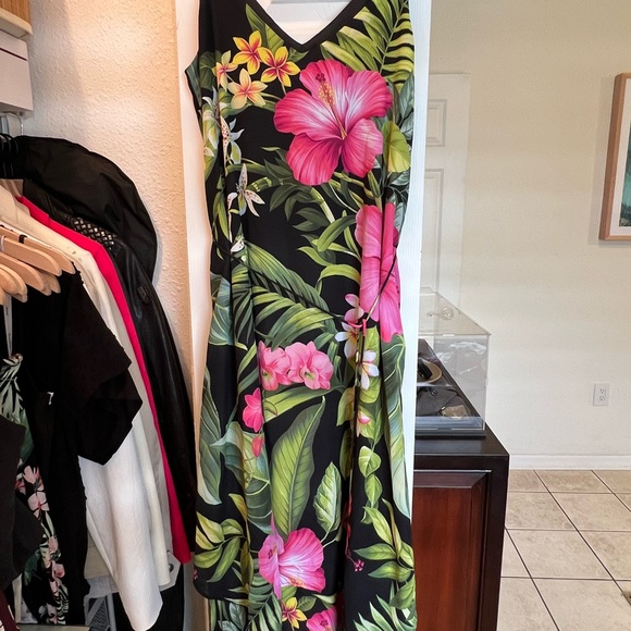 🌺NWT✨ TOMMY BAHAMA GRAND VILLA MAXI TANK DRESS BLACK TROPICAL FLORAL SIZE SMALL - Picture 3 of 7